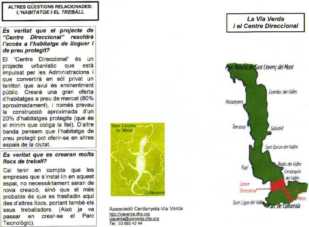 Cara 1 del trptic de l'Assoc. Via Verda. 2003